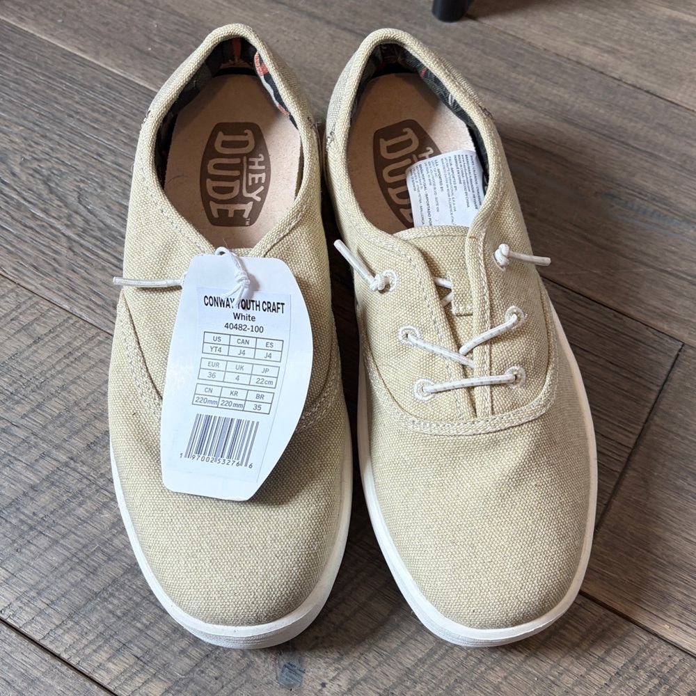 Hey Dude Cream Slip-On Sneakers with Textured Soles